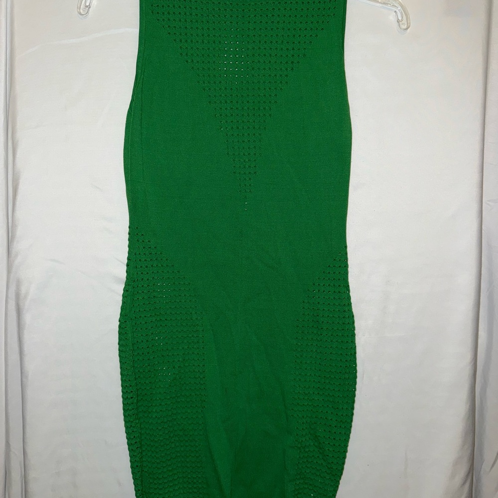 Fashion Nova Emerald Green Mock Neck Sheath Midi